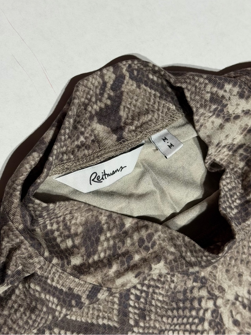 Reitmans Brown and Black Snake-Print Mock Neck Top 🐍 - Picture 6 of 6